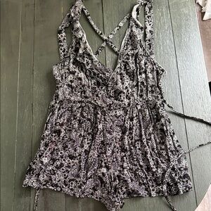 Free People Black and White Floral Romper